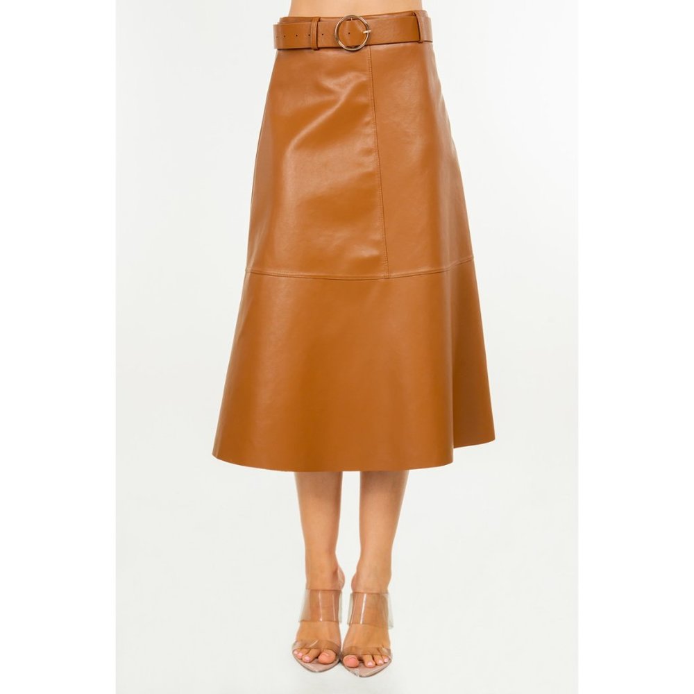 NWT Camel Faux Leather Skirt